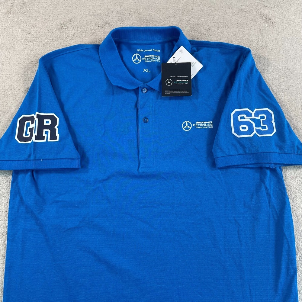Mercedes AMG Petronas F1 Team Polo Shirt Men XL Blue GR 63‎ Formula One NWT